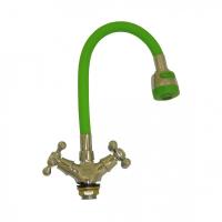 Смеситель Султан кухня 2ручки с рассекат. GP5-35307 зелёный