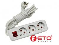 Удлинитель с/з на 3 входа. с выкл.3м EGP-213