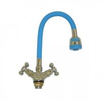 Смеситель Султан кухня 2ручки с рассекат. GP5-35307 голубой