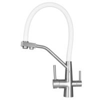 Смеситель NZL11-KW-CW-808 кухня силикон с фильтр белый Тригор