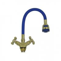 Смеситель Султан кухня 2ручки с рассекат. GP5-35307 синий